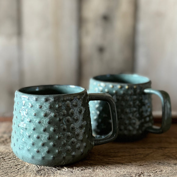 Handmade Dotty Green Mug