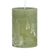 Rustic Pillar Candles in Green Tea