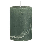 Rustic Pillar Candles in Moss Green