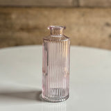 Dusky Pink Tall Ribbed Glass Bottle