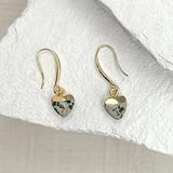 Dalmatian Jasper heart pendant earrings on gold-plated hooks