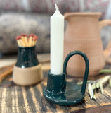 Handmade Ceramic Candle Holder in Green