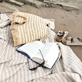 Natural and Taupe Striped Throw