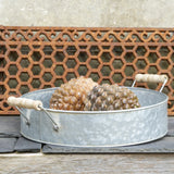 Round Zinc Tray with Handles