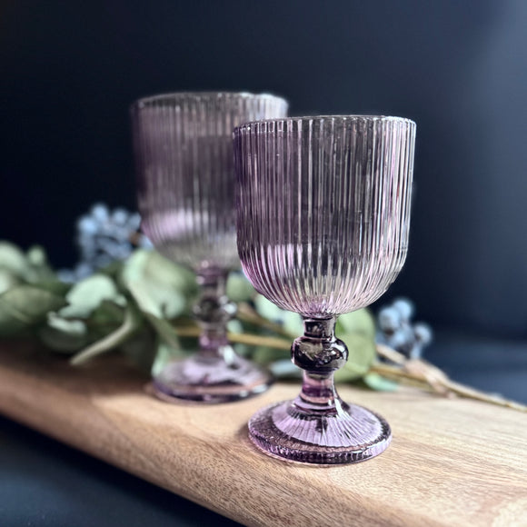 Ridged White Wine Glass - Plum