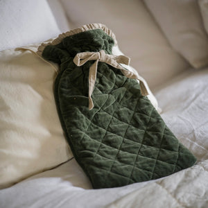 Velvet Hot Water Bottle in Moss
