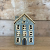 Ceramic House for Tealight in Pale Blue