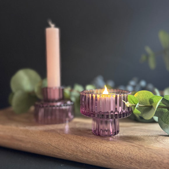 Amythyst Glass Candle/Tealight Holder
