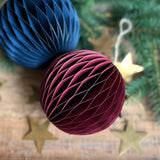 Honeycomb Baubles in Wine