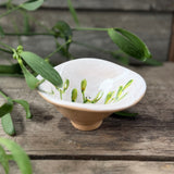 Mini stoneware bowl with green mistletoe design
