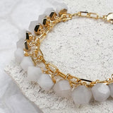 Jade nugget bracelet on gold-plated chain