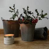 Zinc Ribbed Planters with Handles