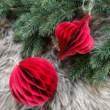 Honeycomb Baubles in Red