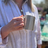 Handmade Washed Stripe Chai Mug in Forest