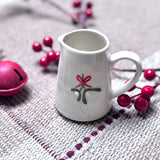 Mini Ceramic Jug with Mistletoe