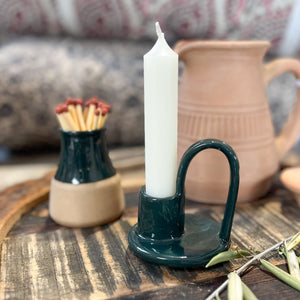 Handmade Ceramic Candle Holder in Green