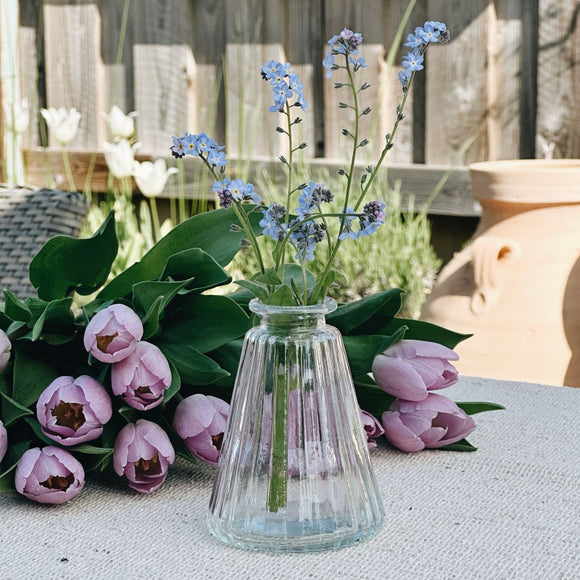 Angled Clear Ribbed Glass Bottled