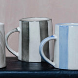 Handmade Washed Stripe Chai Mug in Forest