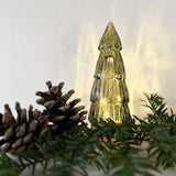 Small tree-shaped LED light in green glass, alternate view