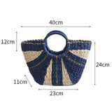 Tropical Escape Woven Beach Bag with Gold Accents