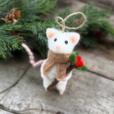 Fuzzy White Mouse with Berries