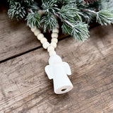 White Ceramic Angel with Beads
