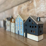 Ceramic House for Tealight in Pale Blue