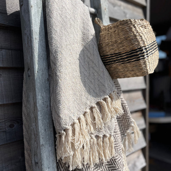 Recycled Cotton Throw in French Grey