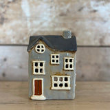 Ceramic House for Tealight in Pale Grey