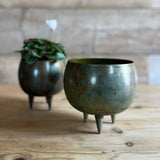 Antiqued Green Iron Pot - Large