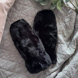 Faux Fur Mittens - Black