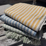 Natural and Blue Striped Throw