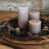 Rustic Pillar Candles in Fog