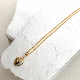 Dalmatian Jasper heart pendant necklace on gold-plated chain