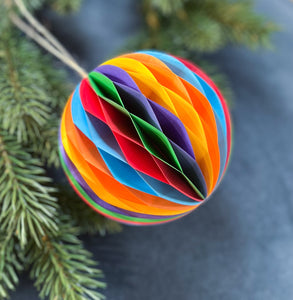 Honeycomb Rainbow Paper Bauble