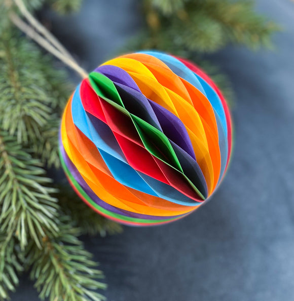 Honeycomb Rainbow Paper Bauble