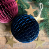 Honeycomb Baubles in Navy Blue