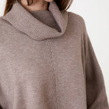 Close-up of the roll neck collar on the mink jumper