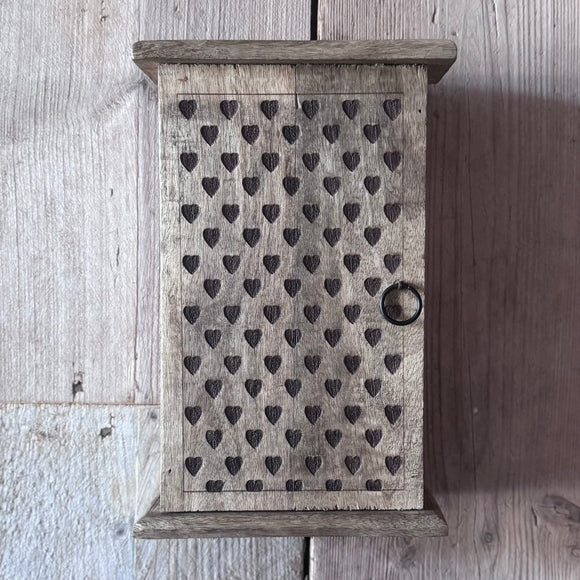 Wooden Key Box with Hearts