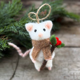 Fuzzy White Mouse with Berries