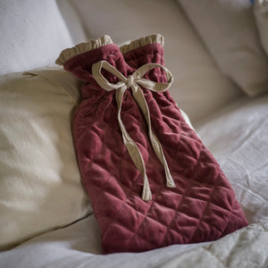 Velvet Hot Water Bottle in Pomegranate