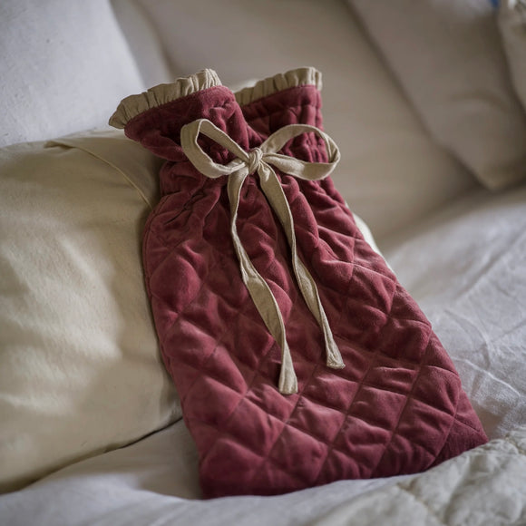Velvet Hot Water Bottle in Pomegranate