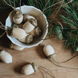 18 Wooden Glitter Acorn Tree Decorations