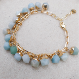 Amazonite nugget bracelet on gold-plated chain