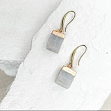 Amazonite Cube Gold Plated Earrings