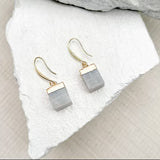 Amazonite Cube Gold Plated Earrings