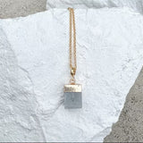 Amazonite Cube Gold Plated Necklace
