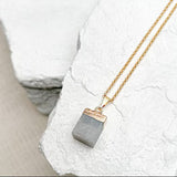 Amazonite Cube Gold Plated Necklace