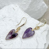 Amythyst Heart Gold Plated Earrings