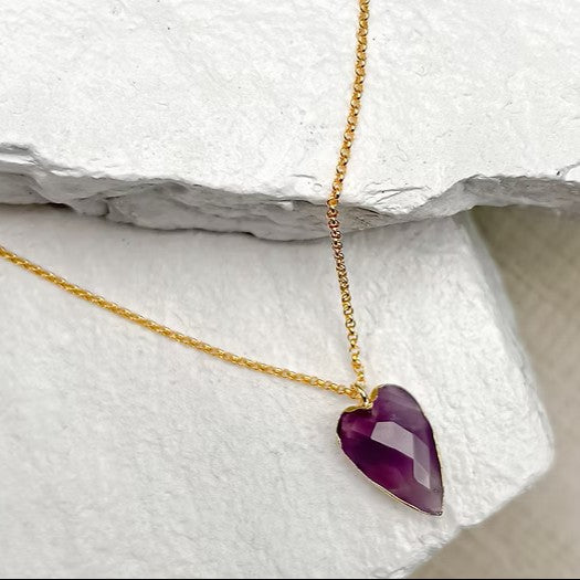 Amythyst Heart Gold Plated Necklace